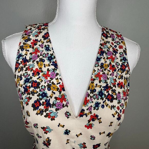 Maggy London NWT floral sleeveless sheath v-neck midi dress size 10 - Picture 2 of 10